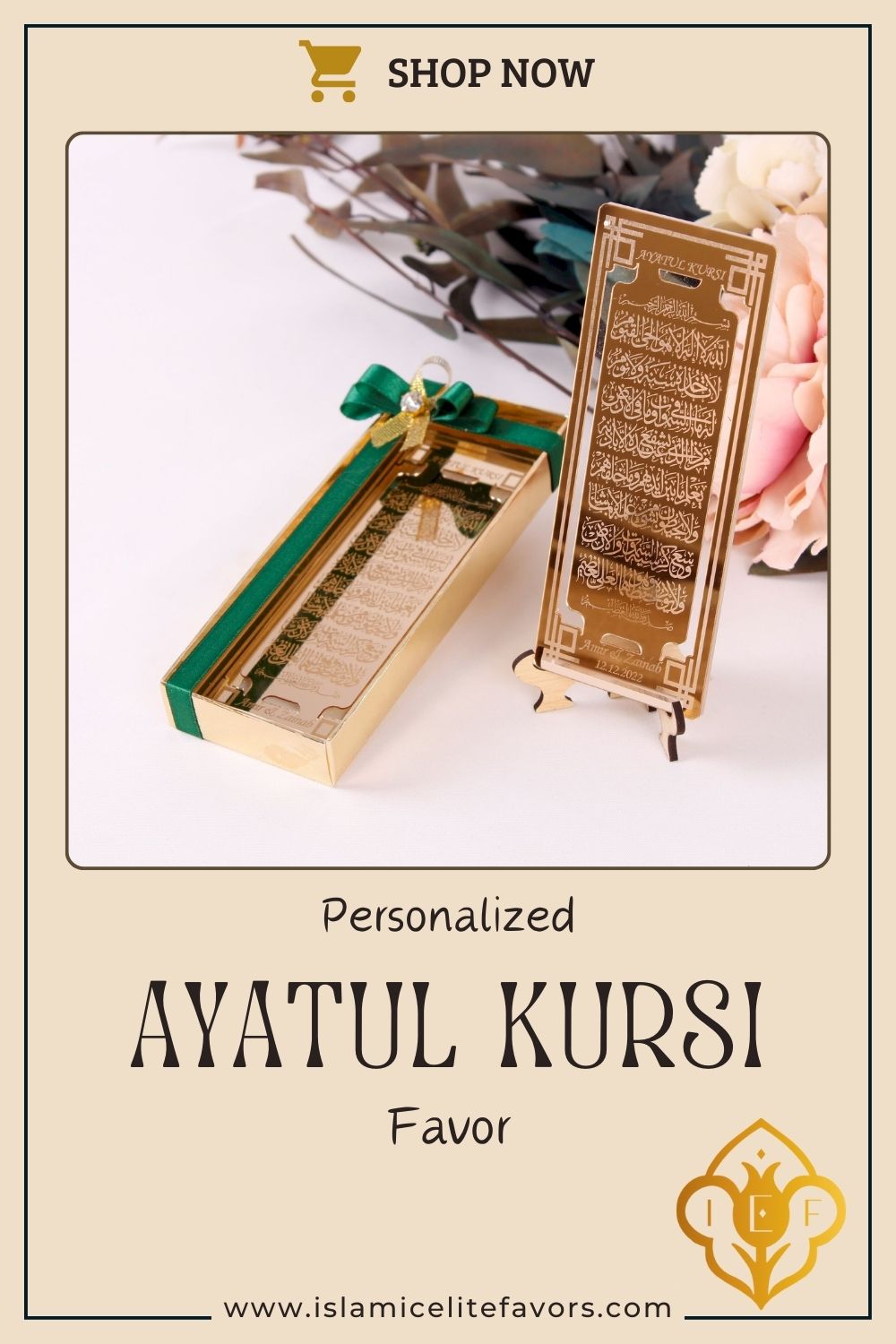 Personalized Wedding Favor Ayatul Kursi on Stand Gold Clear Mirrors - Islamic Elite Favors is a handmade gift shop offering a wide variety of unique and personalized gifts for all occasions. Whether you're looking for the perfect Ramadan, Eid, Hajj, wedding gift or something special for a birthday, baby shower or anniversary, we have something for everyone. High quality, made with love.