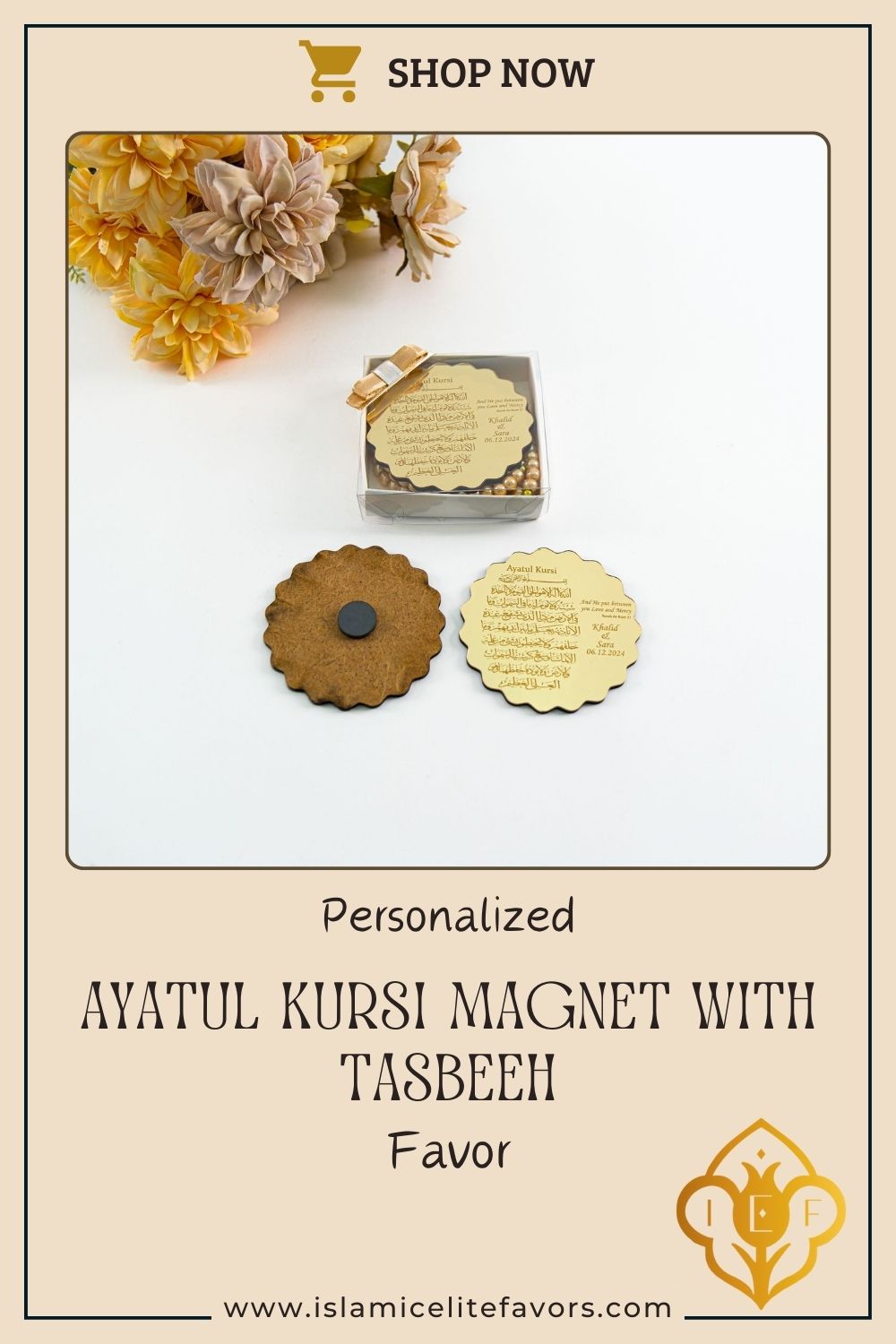 Personalized Ayatul Kursi Magnet Tasbeeh Muslim Wedding Party Favor - Islamic Elite Favors is a handmade gift shop offering a wide variety of unique and personalized gifts for all occasions. Whether you're looking for the perfect Ramadan, Eid, Hajj, wedding gift or something special for a birthday, baby shower or anniversary, we have something for everyone. High quality, made with love.