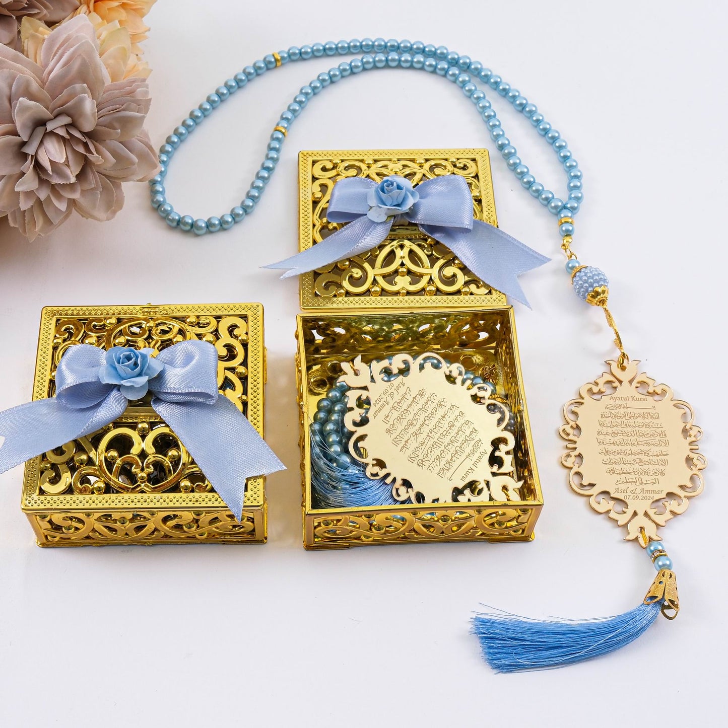 Personalized Prayer Beads with Ayatul Kursi Imame, Ramadan Eid Wedding Muslim Party Favors - Islamic Elite Favors is a handmade gift shop offering a wide variety of unique and personalized gifts for all occasions. Whether you're looking for the perfect Ramadan, Eid, Hajj, wedding gift or something special for a birthday, baby shower or anniversary, we have something for everyone. High quality, made with love.