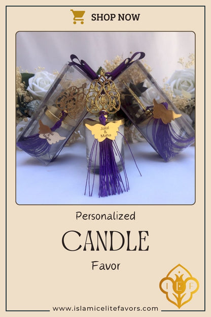 Personalized Baby Shower Favor Heavy Glass Candle Holder Purple Theme - Islamic Elite Favors is a handmade gift shop offering a wide variety of unique and personalized gifts for all occasions. Whether you're looking for the perfect Ramadan, Eid, Hajj, wedding gift or something special for a birthday, baby shower or anniversary, we have something for everyone. High quality, made with love.