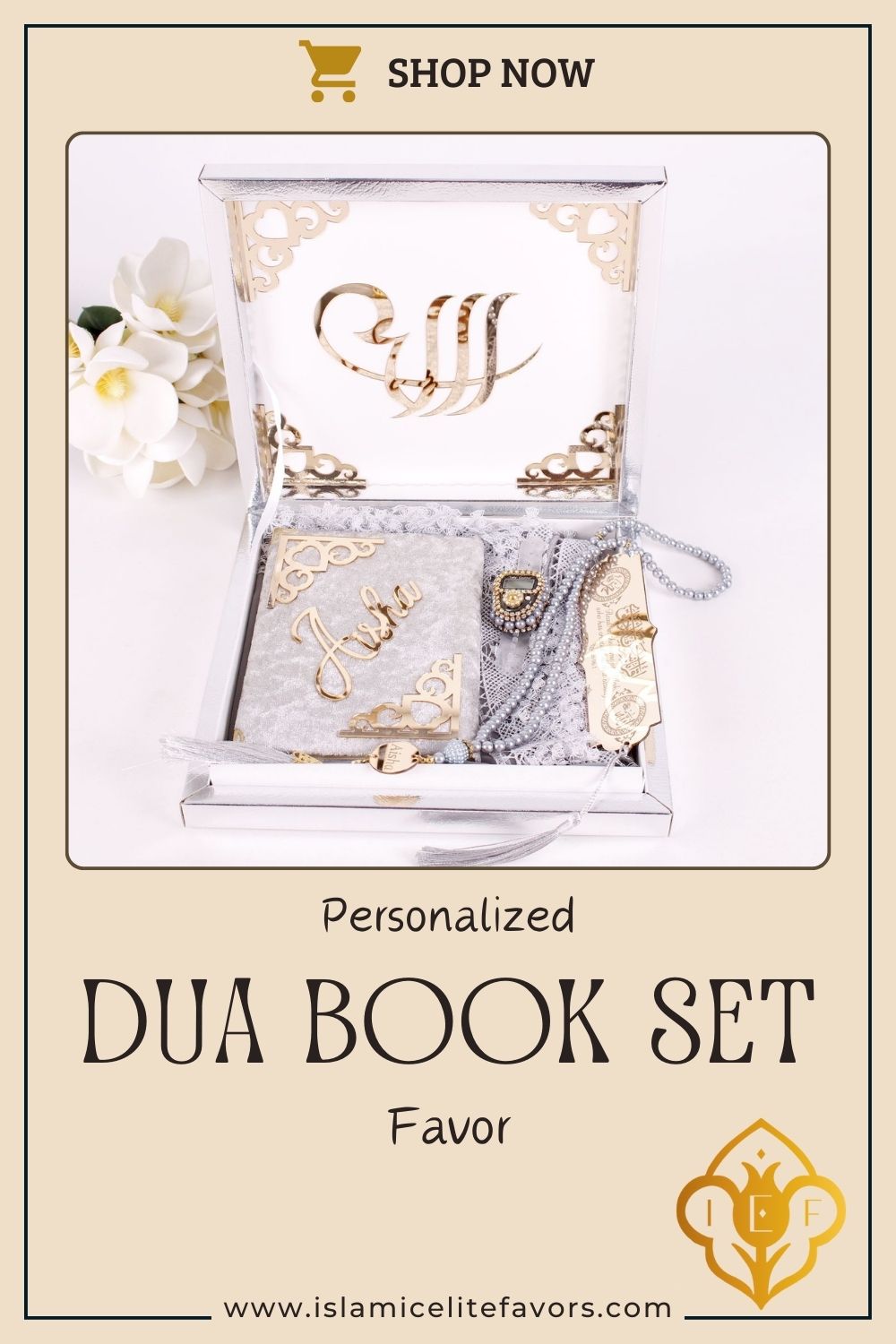 Personalized Islam Gift Set Dua Book Hijab Dhikrmatic Tasbeeh Bookmark - Islamic Elite Favors is a handmade gift shop offering a wide variety of unique and personalized gifts for all occasions. Whether you're looking for the perfect Ramadan, Eid, Hajj, wedding gift or something special for a birthday, baby shower or anniversary, we have something for everyone. High quality, made with love.