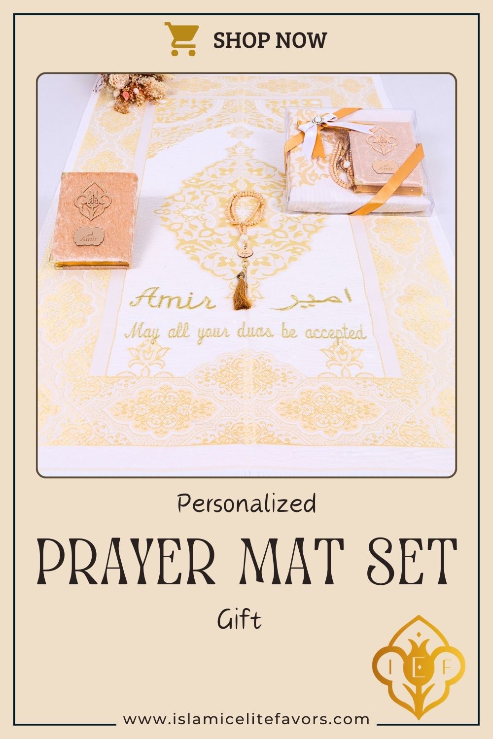 Personalized Travel Prayer Mat Quran Tasbeeh Islamic Muslim Gift Set - Islamic Elite Favors is a handmade gift shop offering a wide variety of unique and personalized gifts for all occasions. Whether you're looking for the perfect Ramadan, Eid, Hajj, wedding gift or something special for a birthday, baby shower or anniversary, we have something for everyone. High quality, made with love.