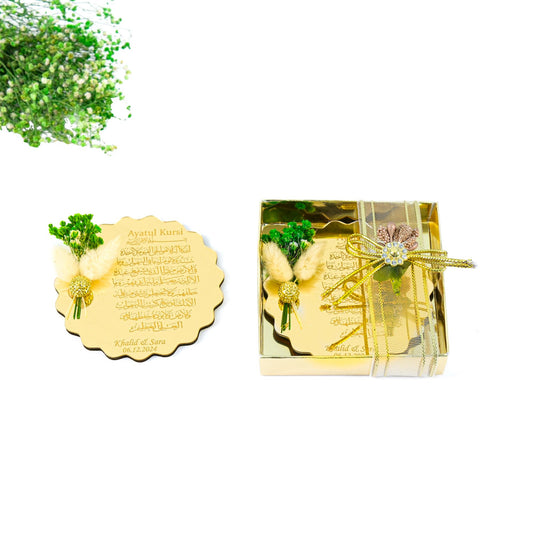 Personalized Ayatul Kursi Magnet Favor with Natural Dried Flower - Islamic Elite Favors is a handmade gift shop offering a wide variety of unique and personalized gifts for all occasions. Whether you're looking for the perfect Ramadan, Eid, Hajj, wedding gift or something special for a birthday, baby shower or anniversary, we have something for everyone. High quality, made with love.