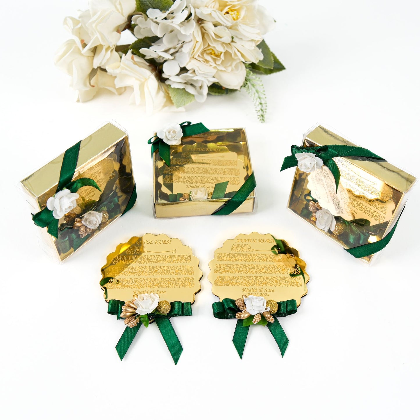 Personalized Ayatul Kursi Magnet Favor with Flower - Islamic Elite Favors is a handmade gift shop offering a wide variety of unique and personalized gifts for all occasions. Whether you're looking for the perfect Ramadan, Eid, Hajj, wedding gift or something special for a birthday, baby shower or anniversary, we have something for everyone. High quality, made with love.