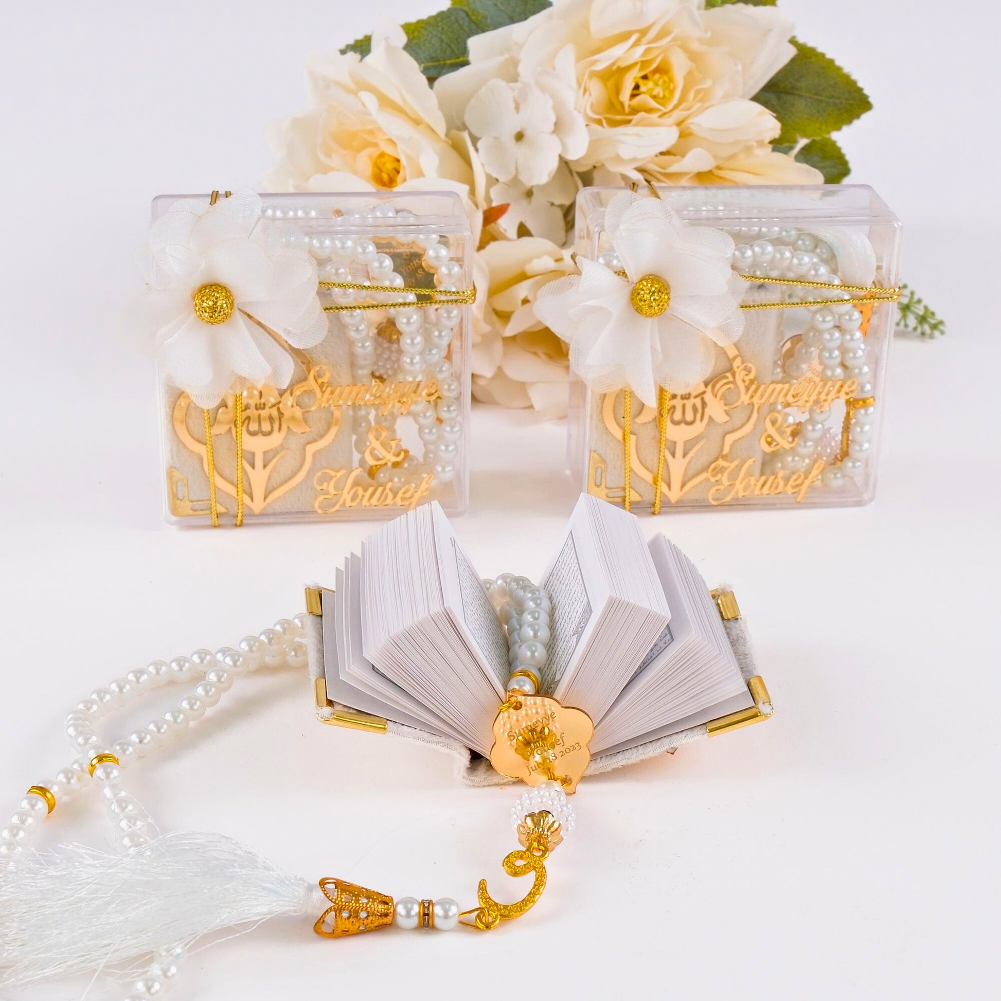 Personalized Velvet Mini Quran Pearl Tasbeeh Islam Muslim Gift Set - Islamic Elite Favors is a handmade gift shop offering a wide variety of unique and personalized gifts for all occasions. Whether you're looking for the perfect Ramadan, Eid, Hajj, wedding gift or something special for a birthday, baby shower or anniversary, we have something for everyone. High quality, made with love.