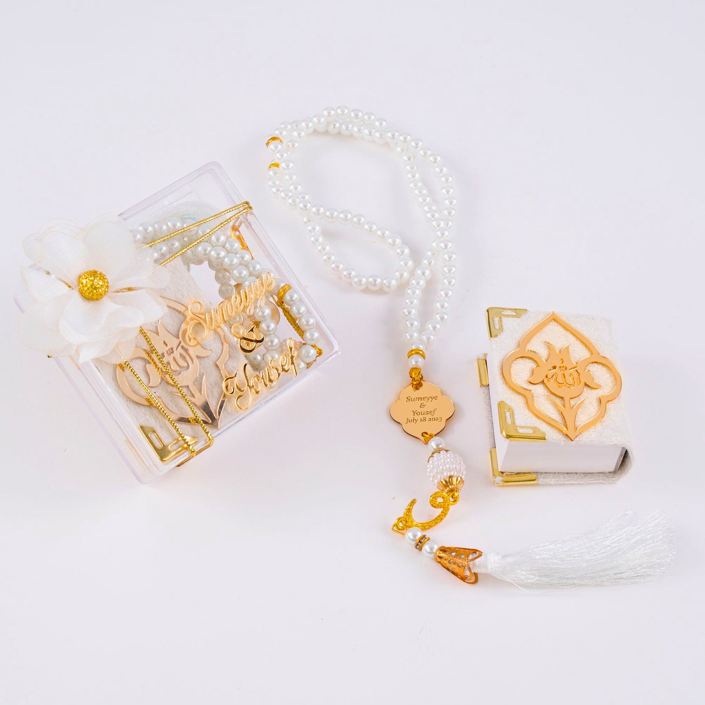 Personalized Velvet Mini Quran Pearl Tasbeeh Islam Muslim Gift Set - Islamic Elite Favors is a handmade gift shop offering a wide variety of unique and personalized gifts for all occasions. Whether you're looking for the perfect Ramadan, Eid, Hajj, wedding gift or something special for a birthday, baby shower or anniversary, we have something for everyone. High quality, made with love.