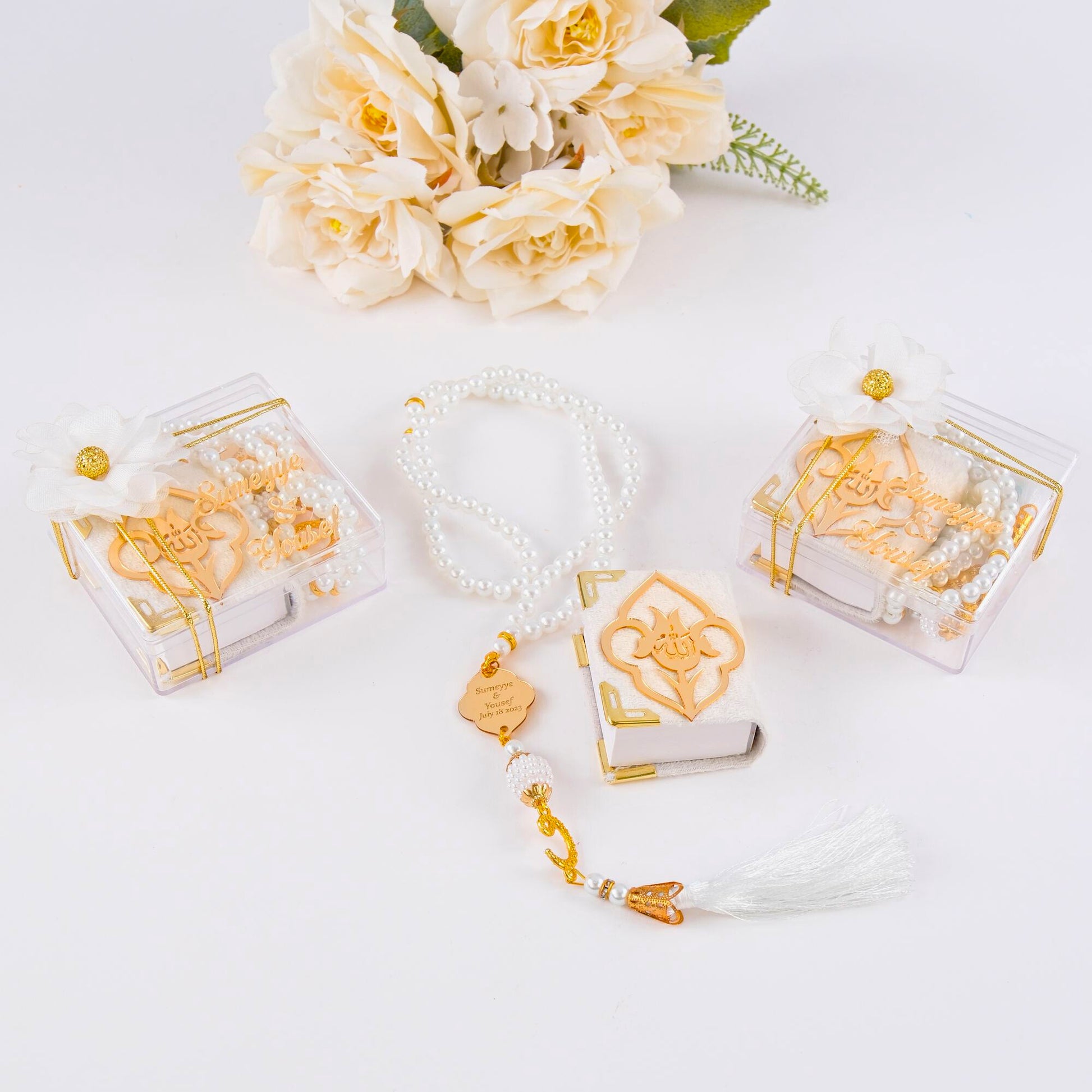 Personalized Velvet Mini Quran Pearl Tasbeeh Islam Muslim Gift Set - Islamic Elite Favors is a handmade gift shop offering a wide variety of unique and personalized gifts for all occasions. Whether you're looking for the perfect Ramadan, Eid, Hajj, wedding gift or something special for a birthday, baby shower or anniversary, we have something for everyone. High quality, made with love.