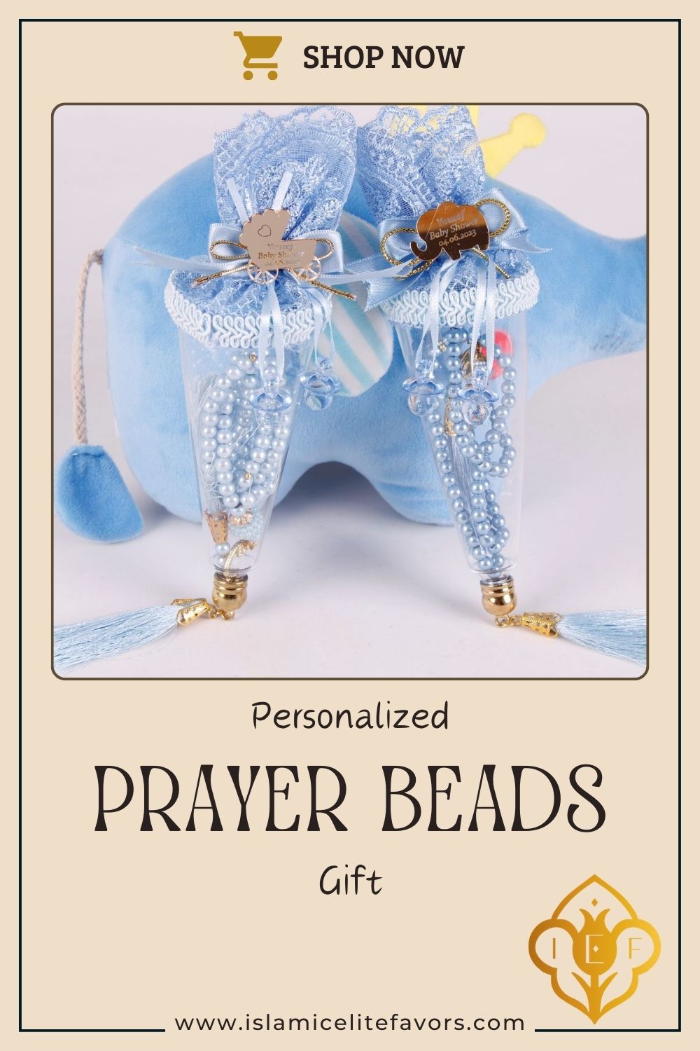 Personalized Prayer Beads Baby Shower Favor for Boy in Cone Gift Box - Islamic Elite Favors is a handmade gift shop offering a wide variety of unique and personalized gifts for all occasions. Whether you're looking for the perfect Ramadan, Eid, Hajj, wedding gift or something special for a birthday, baby shower or anniversary, we have something for everyone. High quality, made with love.