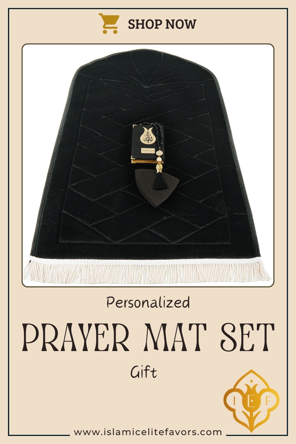 Padded Thick Prayer Mat Quran Tasbeeh Kufi Islamic Muslim Gift Set - Islamic Elite Favors is a handmade gift shop offering a wide variety of unique and personalized gifts for all occasions. Whether you're looking for the perfect Ramadan, Eid, Hajj, wedding gift or something special for a birthday, baby shower or anniversary, we have something for everyone. High quality, made with love.