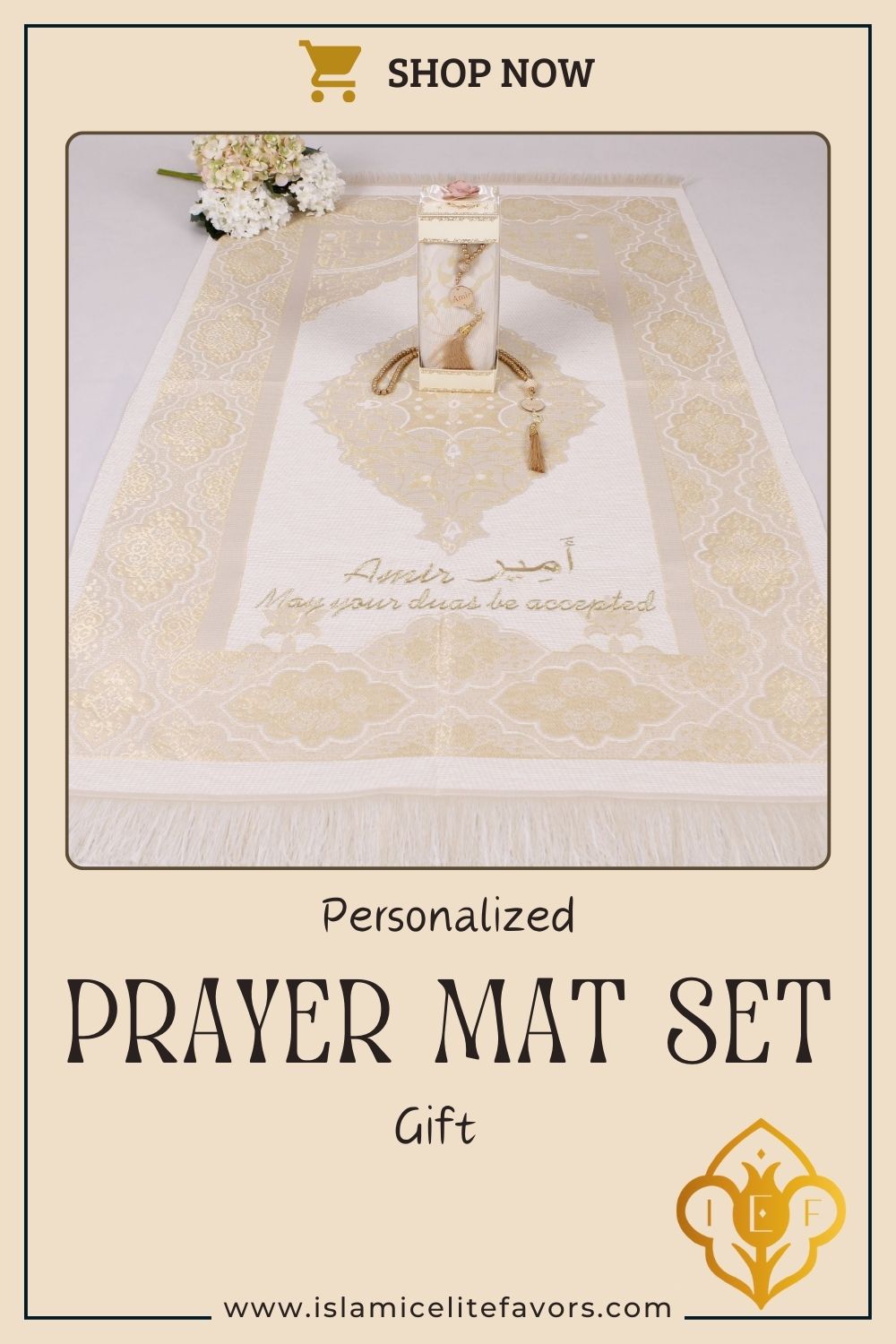 Personalized Travel Prayer Mat Tasbeeh Islamic Muslim Gift Set - Islamic Elite Favors is a handmade gift shop offering a wide variety of unique and personalized gifts for all occasions. Whether you're looking for the perfect Ramadan, Eid, Hajj, wedding gift or something special for a birthday, baby shower or anniversary, we have something for everyone. High quality, made with love.