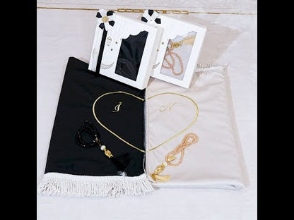 Personalized Luxury Velvet Prayer Mat Set Gift for Couple Islamic Gift