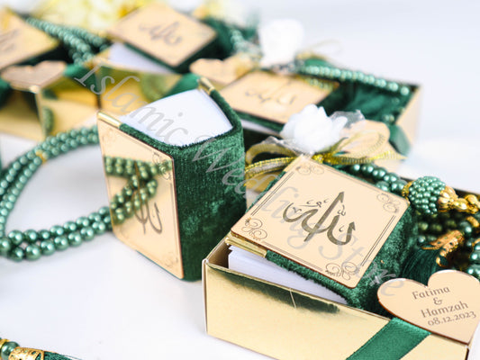 Personalized Mini Quran Pearl Tasbeeh Allah Calligraphy Wedding Favor - Islamic Elite Favors is a handmade gift shop offering a wide variety of unique and personalized gifts for all occasions. Whether you're looking for the perfect Ramadan, Eid, Hajj, wedding gift or something special for a birthday, baby shower or anniversary, we have something for everyone. High quality, made with love.