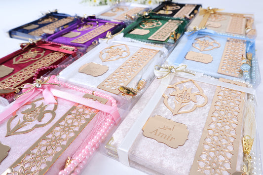 Personalized Islam Muslim Gift Set Velvet Dua Book Pearl Tasbeeh - Islamic Elite Favors is a handmade gift shop offering a wide variety of unique and personalized gifts for all occasions. Whether you're looking for the perfect Ramadan, Eid, Hajj, wedding gift or something special for a birthday, baby shower or anniversary, we have something for everyone. High quality, made with love.