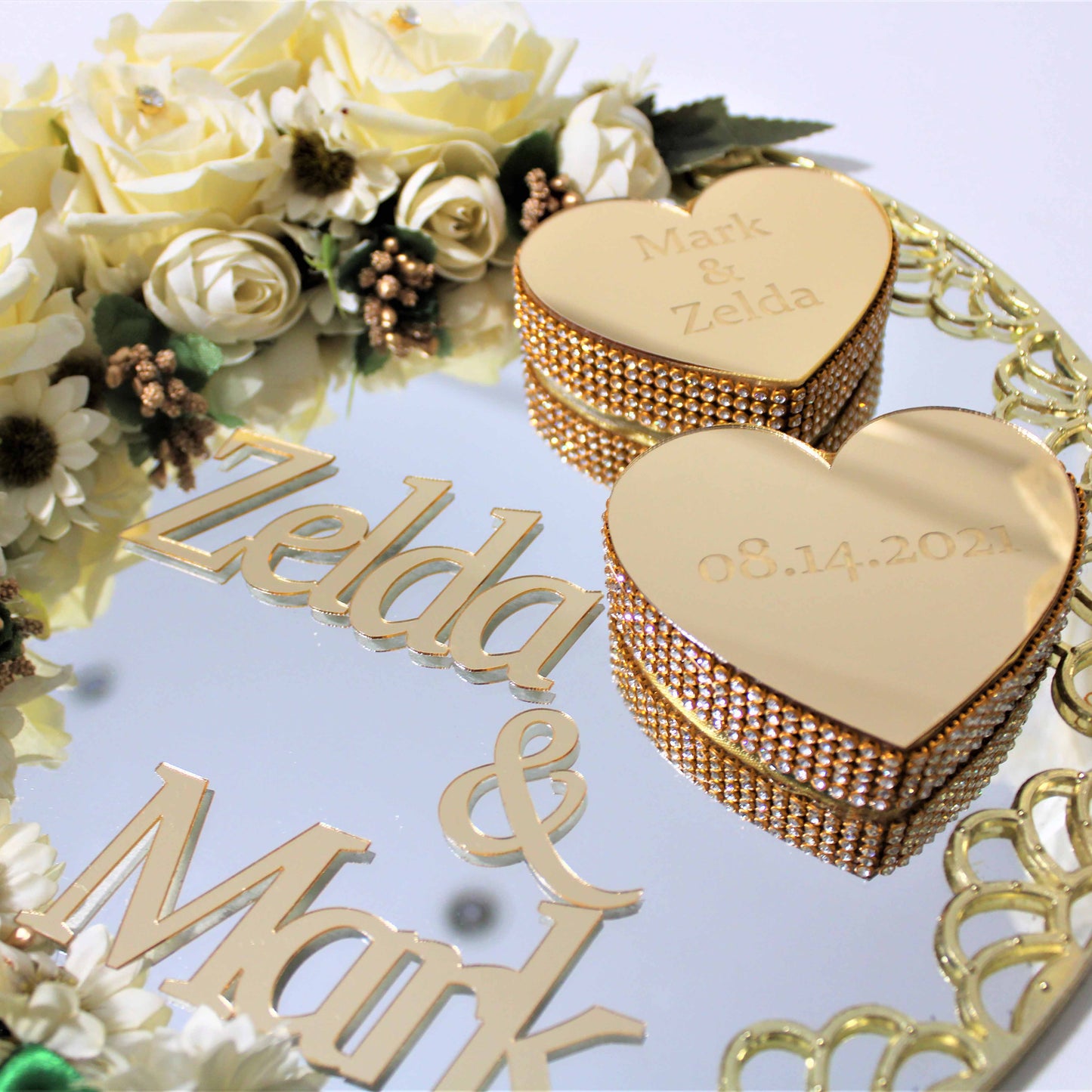 Personalized Wedding Ring Plate Heart Shape Ring Boxes Scissor Gift Set - Islamic Elite Favors is a handmade gift shop offering a wide variety of unique and personalized gifts for all occasions. Whether you're looking for the perfect Ramadan, Eid, Hajj, wedding gift or something special for a birthday, baby shower or anniversary, we have something for everyone. High quality, made with love.