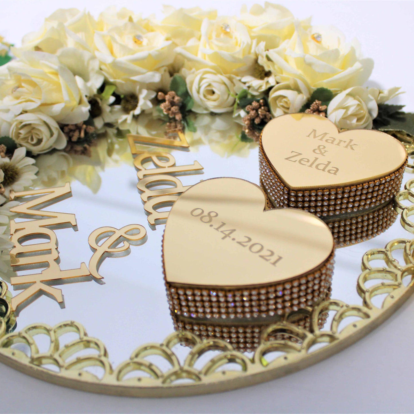 Personalized Wedding Ring Plate Heart Shape Ring Boxes Scissor Gift Set - Islamic Elite Favors is a handmade gift shop offering a wide variety of unique and personalized gifts for all occasions. Whether you're looking for the perfect Ramadan, Eid, Hajj, wedding gift or something special for a birthday, baby shower or anniversary, we have something for everyone. High quality, made with love.