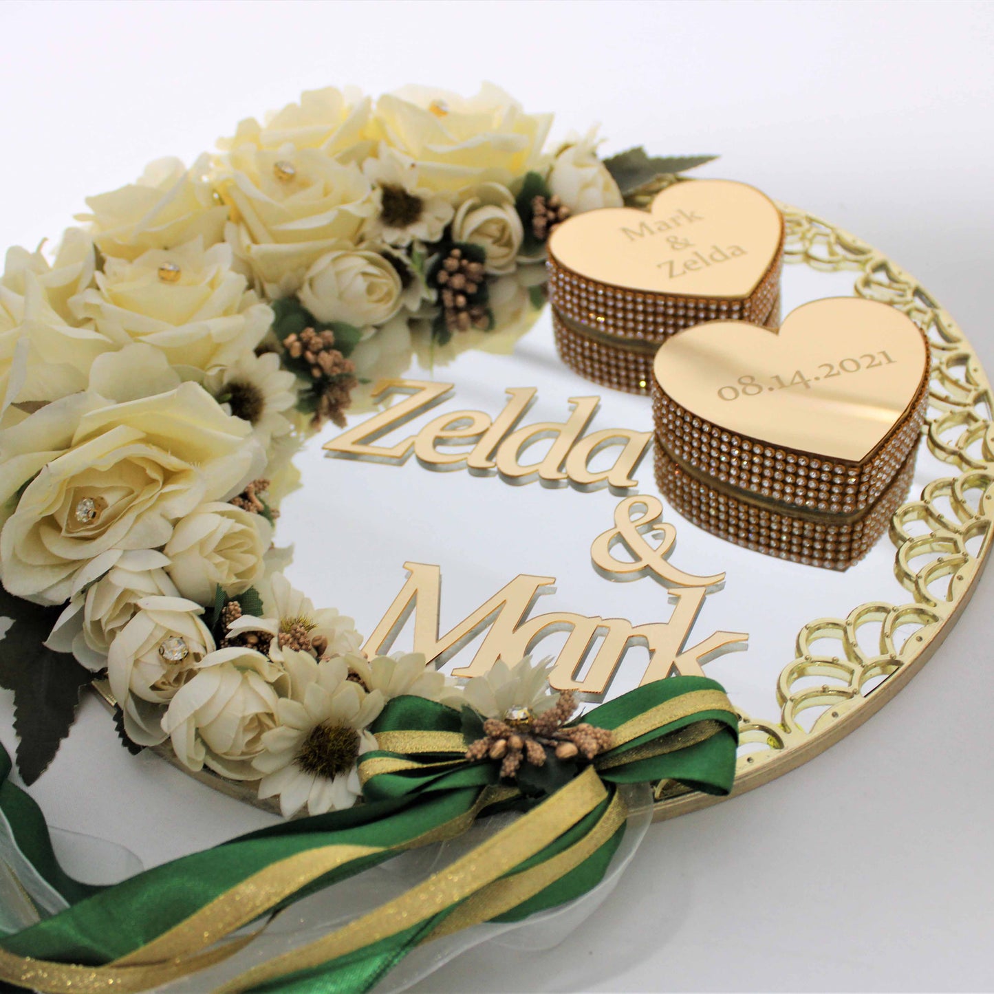 Personalized Wedding Ring Plate Heart Shape Ring Boxes Scissor Gift Set - Islamic Elite Favors is a handmade gift shop offering a wide variety of unique and personalized gifts for all occasions. Whether you're looking for the perfect Ramadan, Eid, Hajj, wedding gift or something special for a birthday, baby shower or anniversary, we have something for everyone. High quality, made with love.