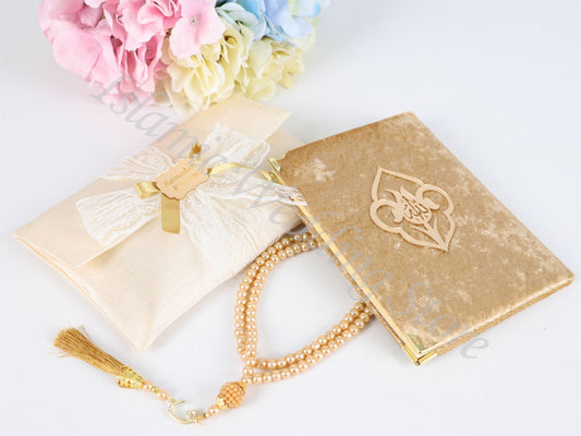 Personalized Islam Muslim Gift Set Velvet Dua Book Pouch Pearl Tasbeeh - Islamic Elite Favors is a handmade gift shop offering a wide variety of unique and personalized gifts for all occasions. Whether you're looking for the perfect Ramadan, Eid, Hajj, wedding gift or something special for a birthday, baby shower or anniversary, we have something for everyone. High quality, made with love.