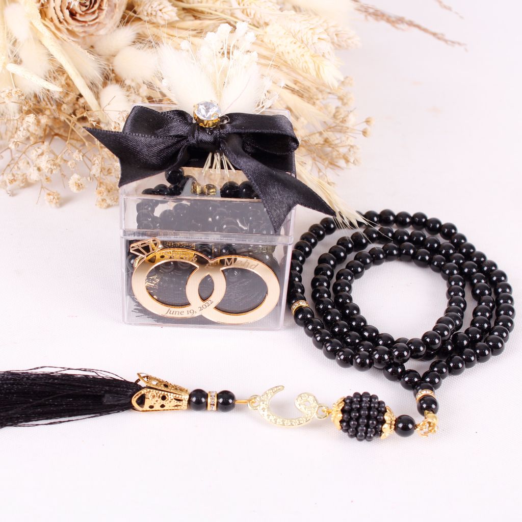 Personalized Prayer Beads Wedding Favor Gift Box with Wedding Rings - Islamic Elite Favors is a handmade gift shop offering a wide variety of unique and personalized gifts for all occasions. Whether you're looking for the perfect Ramadan, Eid, Hajj, wedding gift or something special for a birthday, baby shower or anniversary, we have something for everyone. High quality, made with love.