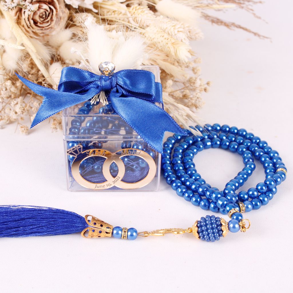Personalized Prayer Beads Wedding Favor Gift Box with Wedding Rings - Islamic Elite Favors is a handmade gift shop offering a wide variety of unique and personalized gifts for all occasions. Whether you're looking for the perfect Ramadan, Eid, Hajj, wedding gift or something special for a birthday, baby shower or anniversary, we have something for everyone. High quality, made with love.