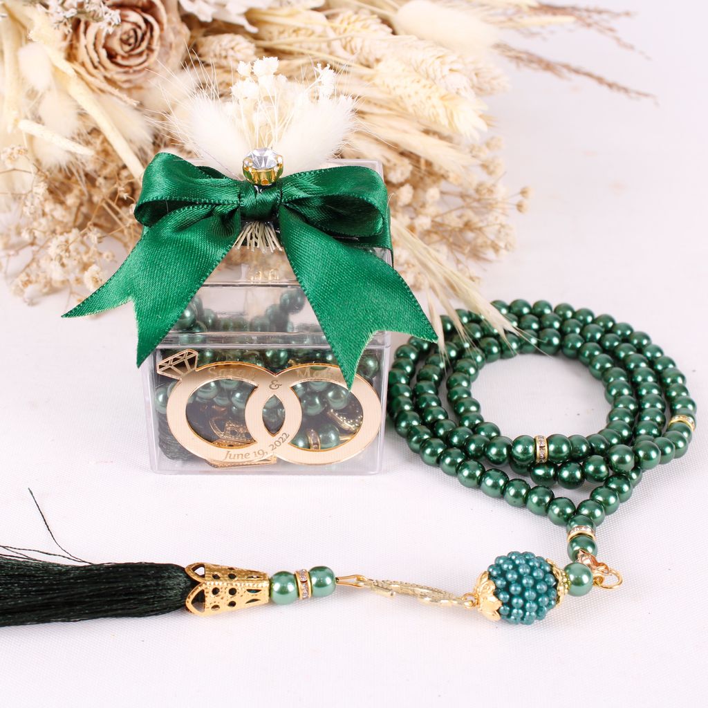 Personalized Prayer Beads Wedding Favor Gift Box with Wedding Rings - Islamic Elite Favors is a handmade gift shop offering a wide variety of unique and personalized gifts for all occasions. Whether you're looking for the perfect Ramadan, Eid, Hajj, wedding gift or something special for a birthday, baby shower or anniversary, we have something for everyone. High quality, made with love.