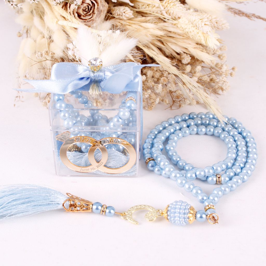Personalized Prayer Beads Wedding Favor Gift Box with Wedding Rings - Islamic Elite Favors is a handmade gift shop offering a wide variety of unique and personalized gifts for all occasions. Whether you're looking for the perfect Ramadan, Eid, Hajj, wedding gift or something special for a birthday, baby shower or anniversary, we have something for everyone. High quality, made with love.