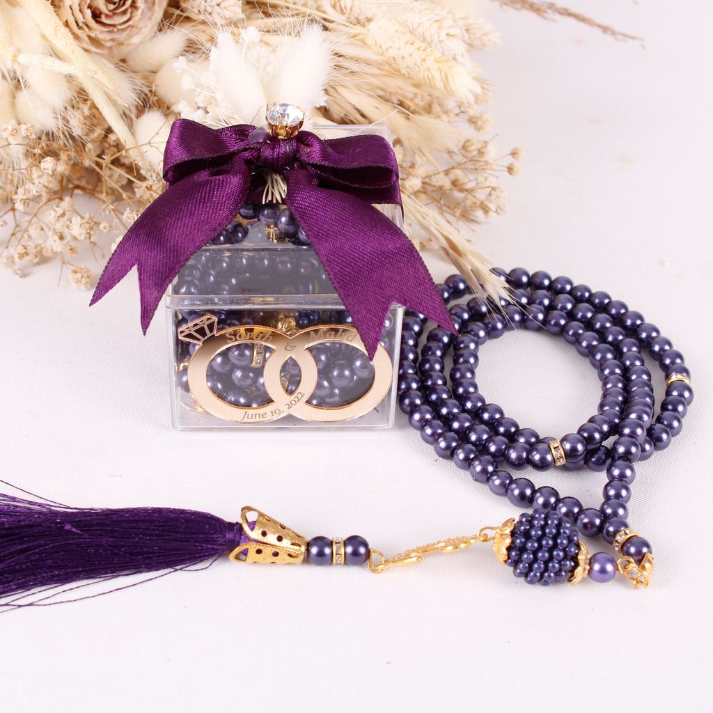 Personalized Prayer Beads Wedding Favor Gift Box with Wedding Rings - Islamic Elite Favors is a handmade gift shop offering a wide variety of unique and personalized gifts for all occasions. Whether you're looking for the perfect Ramadan, Eid, Hajj, wedding gift or something special for a birthday, baby shower or anniversary, we have something for everyone. High quality, made with love.