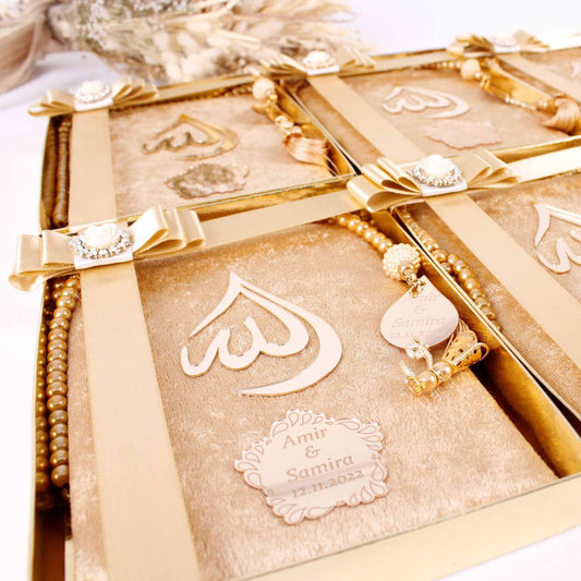 Personalized Wedding Favor Velvet Dua Book Pearl Tasbeeh Drop Theme - Islamic Elite Favors is a handmade gift shop offering a wide variety of unique and personalized gifts for all occasions. Whether you're looking for the perfect Ramadan, Eid, Hajj, wedding gift or something special for a birthday, baby shower or anniversary, we have something for everyone. High quality, made with love.