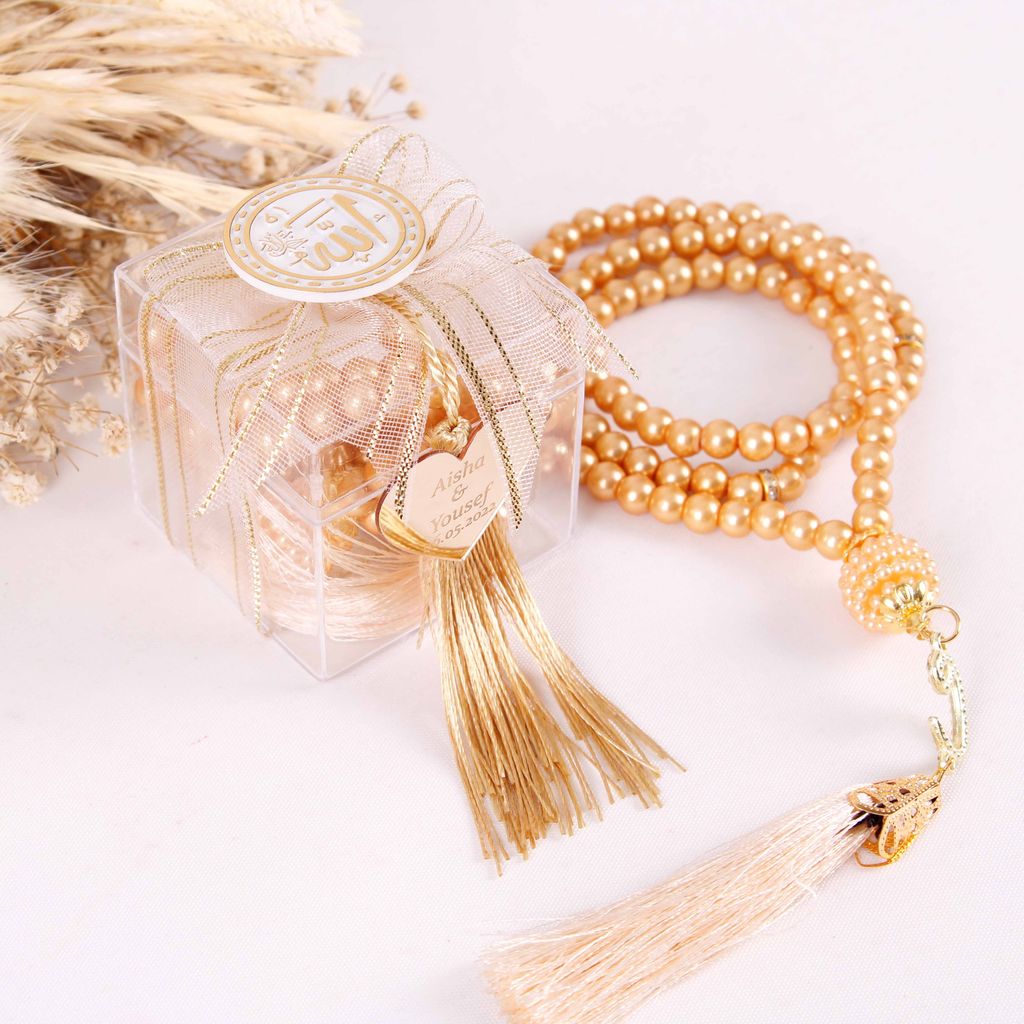Personalized Prayer Beads Wedding Favor Gift Box with Allah Signs - Islamic Elite Favors is a handmade gift shop offering a wide variety of unique and personalized gifts for all occasions. Whether you're looking for the perfect Ramadan, Eid, Hajj, wedding gift or something special for a birthday, baby shower or anniversary, we have something for everyone. High quality, made with love.