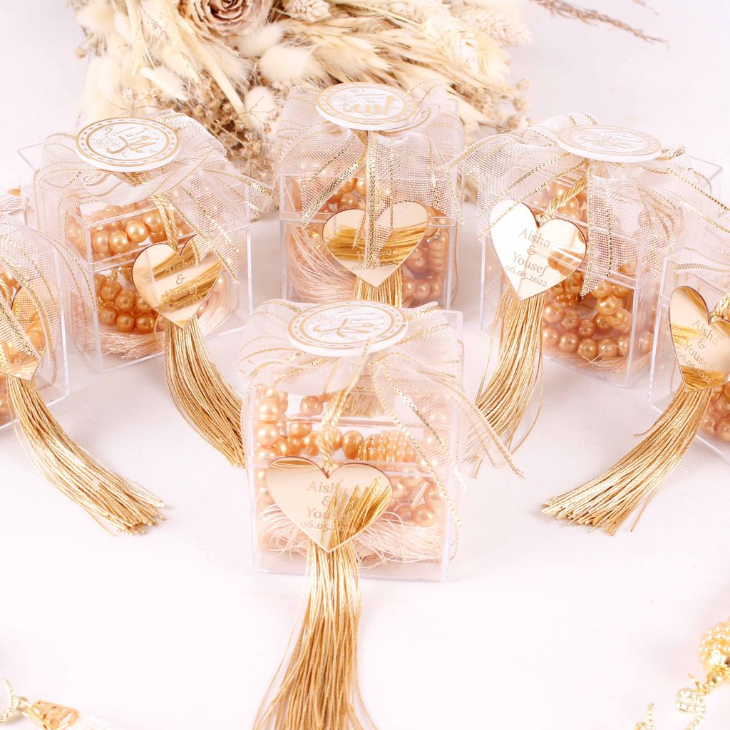 Personalized Prayer Beads Wedding Favor Gift Box with Allah Signs - Islamic Elite Favors is a handmade gift shop offering a wide variety of unique and personalized gifts for all occasions. Whether you're looking for the perfect Ramadan, Eid, Hajj, wedding gift or something special for a birthday, baby shower or anniversary, we have something for everyone. High quality, made with love.