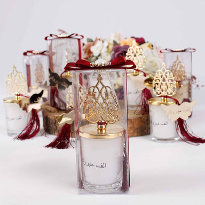 Personalized Wedding Favor Heavy Glass Candle Holder Red Theme - Islamic Elite Favors is a handmade gift shop offering a wide variety of unique and personalized gifts for all occasions. Whether you're looking for the perfect Ramadan, Eid, Hajj, wedding gift or something special for a birthday, baby shower or anniversary, we have something for everyone. High quality, made with love.