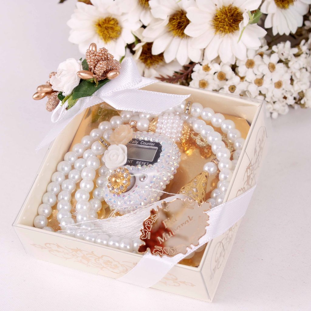 Personalized Dhikr Counter Pearl Prayer Beads Islamic Wedding Favor - Islamic Elite Favors is a handmade gift shop offering a wide variety of unique and personalized gifts for all occasions. Whether you're looking for the perfect Ramadan, Eid, Hajj, wedding gift or something special for a birthday, baby shower or anniversary, we have something for everyone. High quality, made with love.