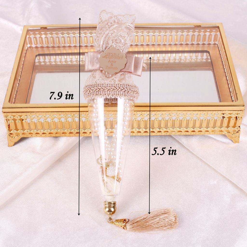 Personalized Pearl Prayer Beads in Decorated Cone Wedding Shower Favor - Islamic Elite Favors is a handmade gift shop offering a wide variety of unique and personalized gifts for all occasions. Whether you're looking for the perfect Ramadan, Eid, Hajj, wedding gift or something special for a birthday, baby shower or anniversary, we have something for everyone. High quality, made with love.