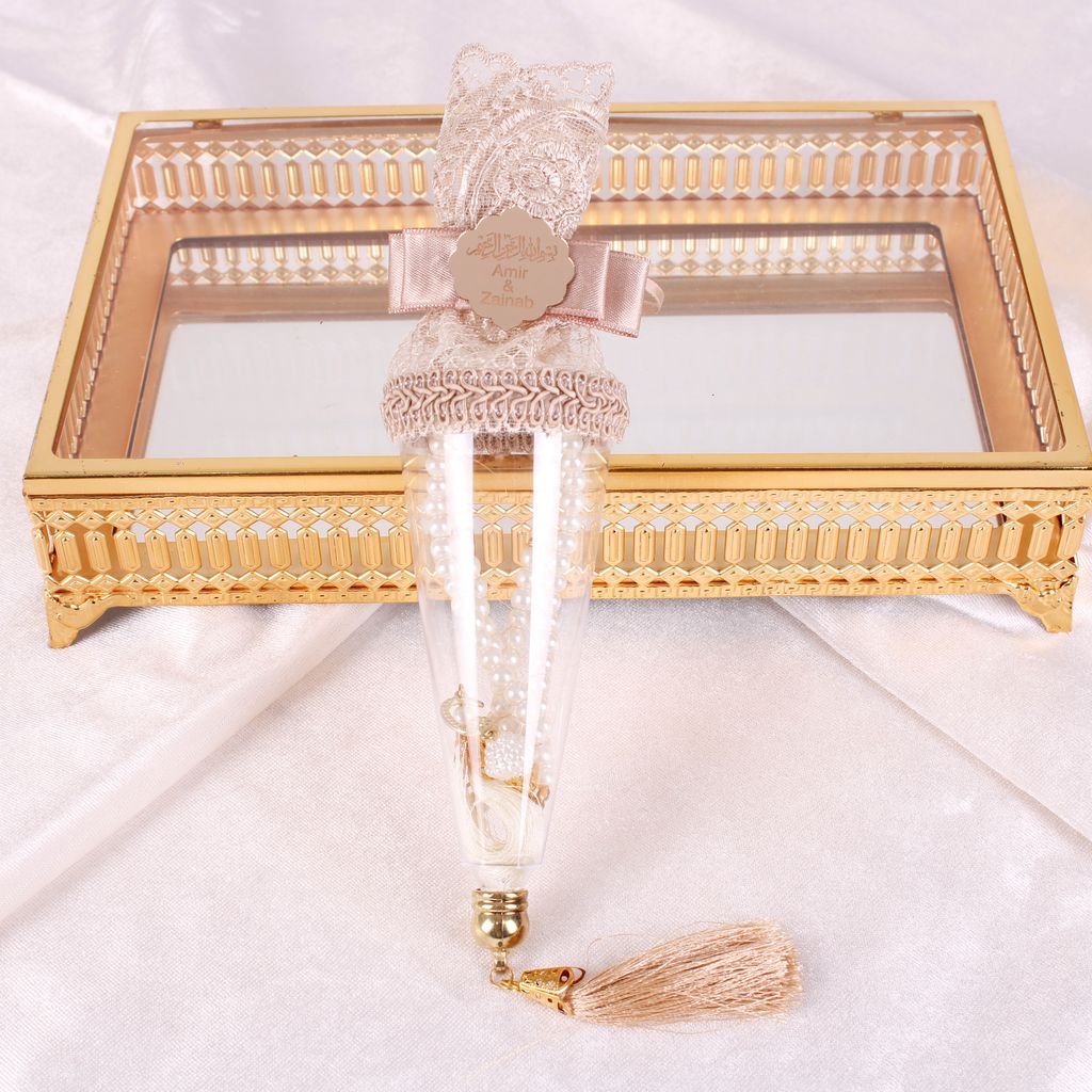 Personalized Pearl Prayer Beads in Decorated Cone Wedding Shower Favor - Islamic Elite Favors is a handmade gift shop offering a wide variety of unique and personalized gifts for all occasions. Whether you're looking for the perfect Ramadan, Eid, Hajj, wedding gift or something special for a birthday, baby shower or anniversary, we have something for everyone. High quality, made with love.
