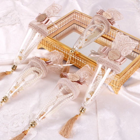 Personalized Pearl Prayer Beads in Decorated Cone Wedding Shower Favor - Islamic Elite Favors is a handmade gift shop offering a wide variety of unique and personalized gifts for all occasions. Whether you're looking for the perfect Ramadan, Eid, Hajj, wedding gift or something special for a birthday, baby shower or anniversary, we have something for everyone. High quality, made with love.