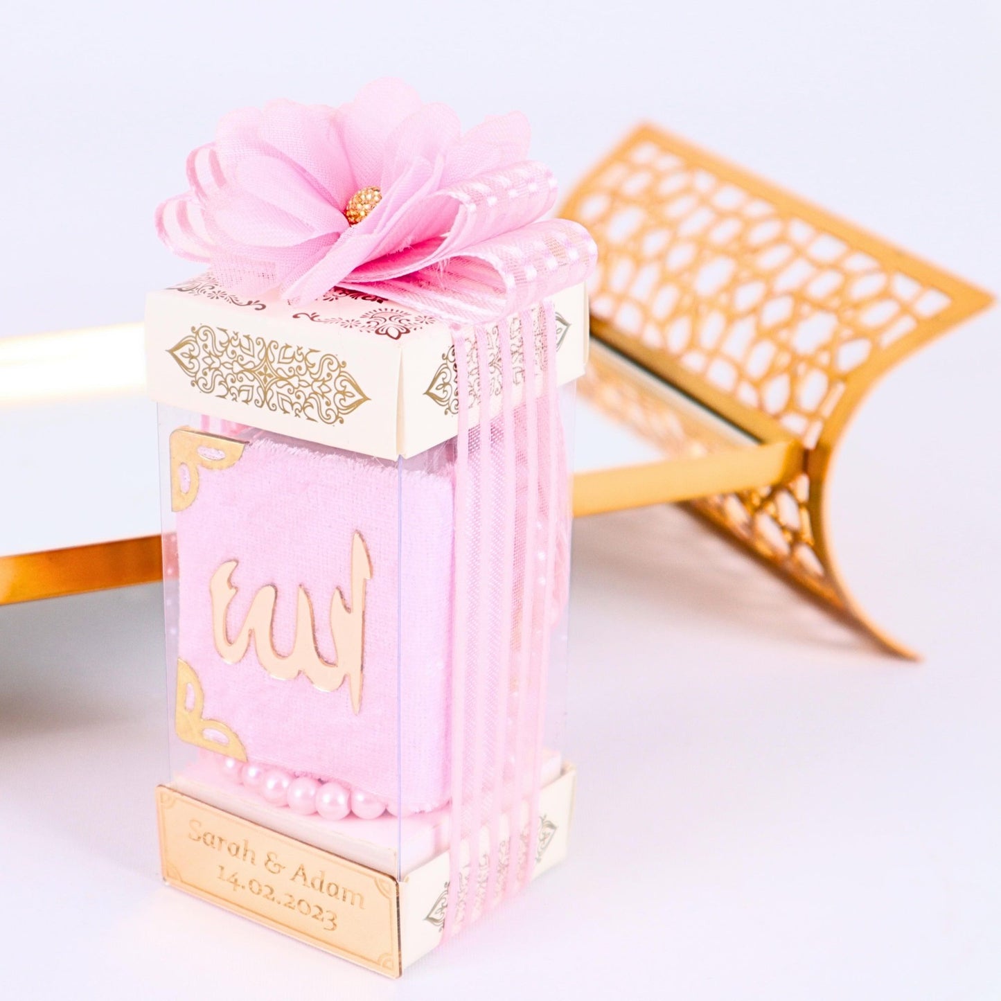 Personalized Velvet Mini Quran Pearl Tasbeeh Prism Box Wedding Favor - Islamic Elite Favors is a handmade gift shop offering a wide variety of unique and personalized gifts for all occasions. Whether you're looking for the perfect Ramadan, Eid, Hajj, wedding gift or something special for a birthday, baby shower or anniversary, we have something for everyone. High quality, made with love.