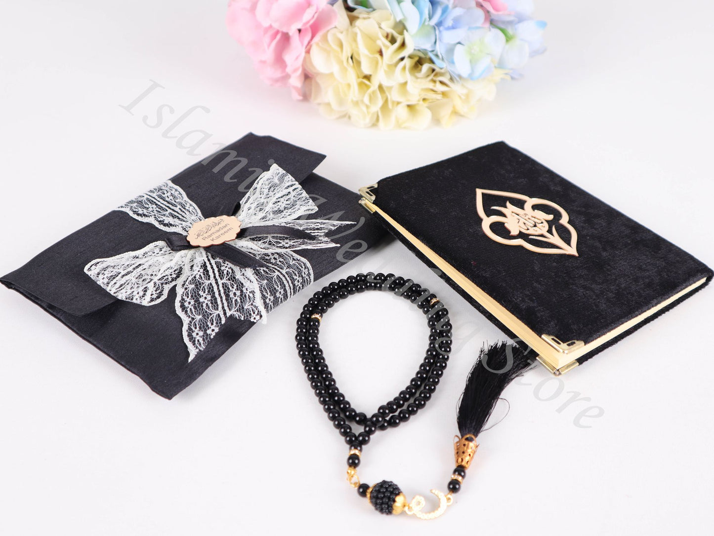 Personalized Islam Muslim Gift Set Velvet Dua Book Pouch Pearl Tasbeeh - Islamic Elite Favors is a handmade gift shop offering a wide variety of unique and personalized gifts for all occasions. Whether you're looking for the perfect Ramadan, Eid, Hajj, wedding gift or something special for a birthday, baby shower or anniversary, we have something for everyone. High quality, made with love.