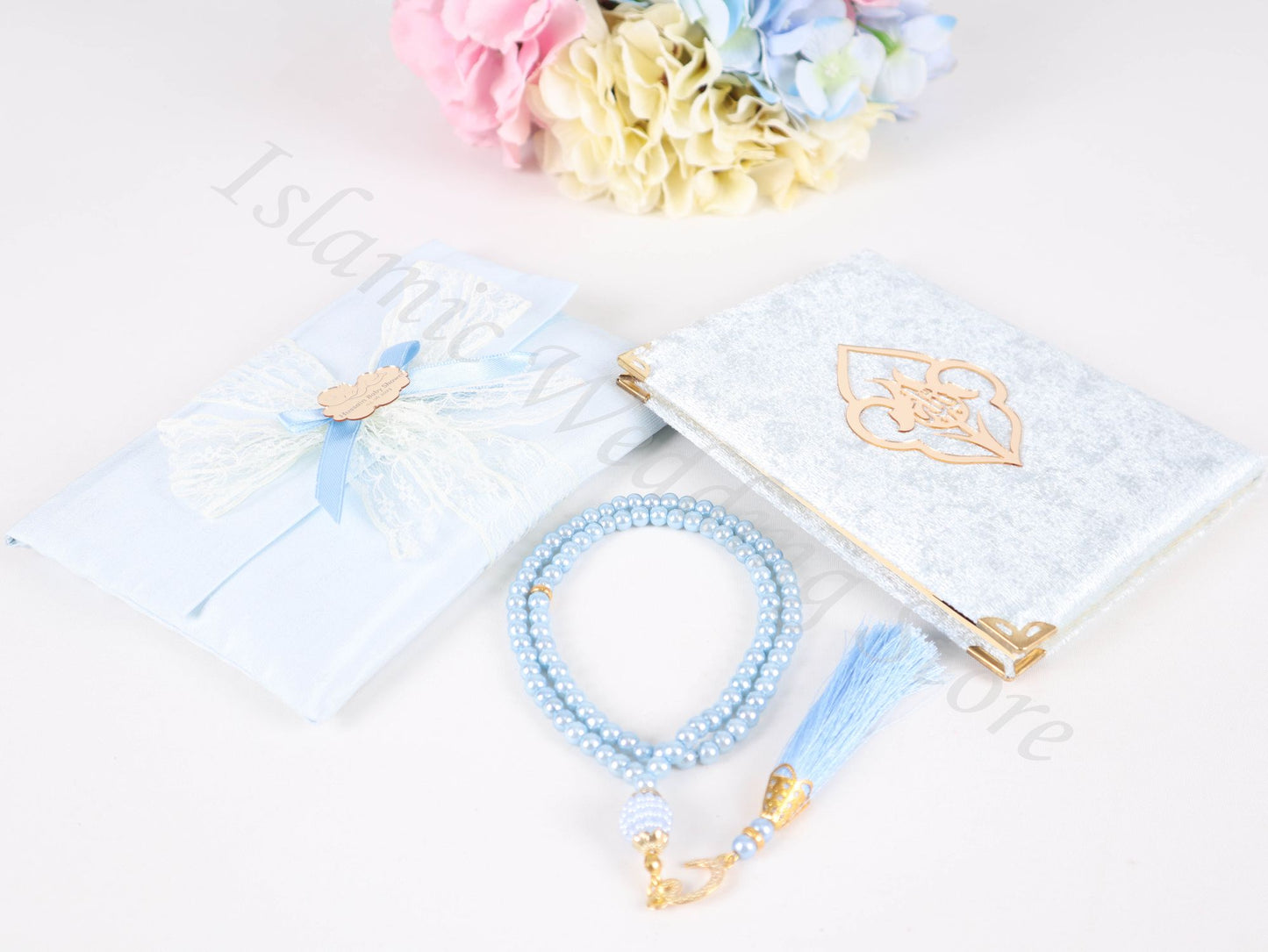 Personalized Islam Muslim Gift Set Velvet Dua Book Pouch Pearl Tasbeeh - Islamic Elite Favors is a handmade gift shop offering a wide variety of unique and personalized gifts for all occasions. Whether you're looking for the perfect Ramadan, Eid, Hajj, wedding gift or something special for a birthday, baby shower or anniversary, we have something for everyone. High quality, made with love.