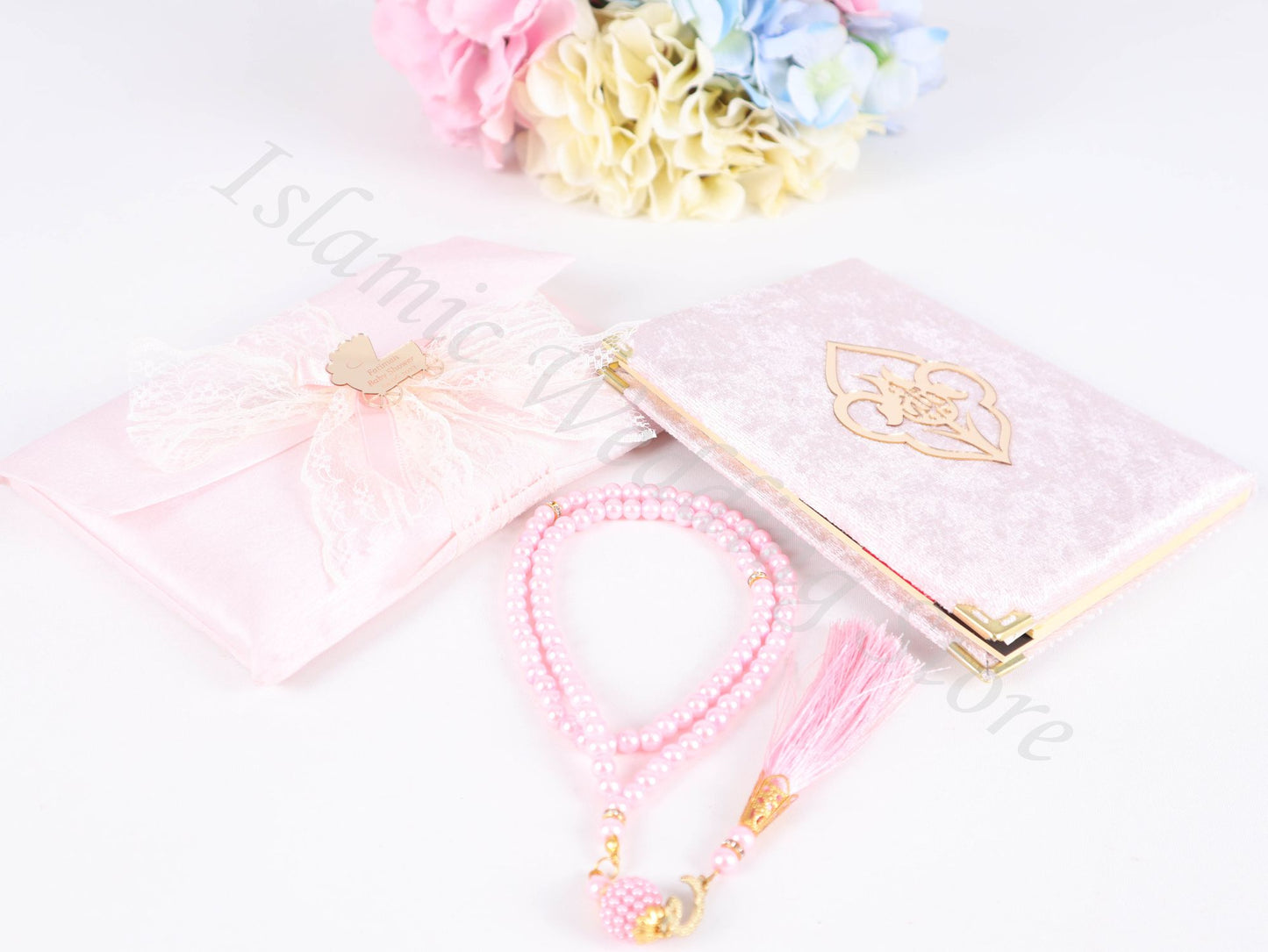 Personalized Islam Muslim Gift Set Velvet Dua Book Pouch Pearl Tasbeeh - Islamic Elite Favors is a handmade gift shop offering a wide variety of unique and personalized gifts for all occasions. Whether you're looking for the perfect Ramadan, Eid, Hajj, wedding gift or something special for a birthday, baby shower or anniversary, we have something for everyone. High quality, made with love.