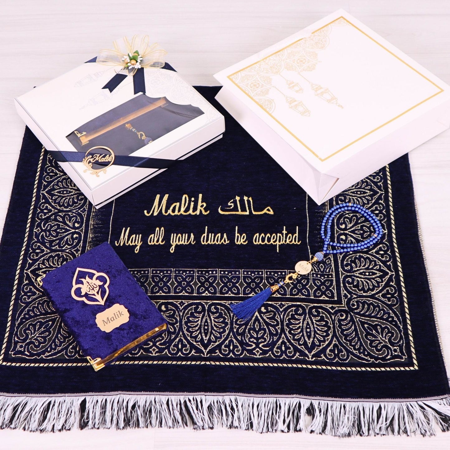 Personalized Taffeta Prayer Mat Quran Tasbeeh Islamic Muslim Gift Set, Ramadan Eid Wedding Birthday Fathers Mothers Days Gifts - Islamic Elite Favors is a handmade gift shop offering a wide variety of unique and personalized gifts for all occasions. Whether you're looking for the perfect Ramadan, Eid, Hajj, wedding gift or something special for a birthday, baby shower or anniversary, we have something for everyone. High quality, made with love.