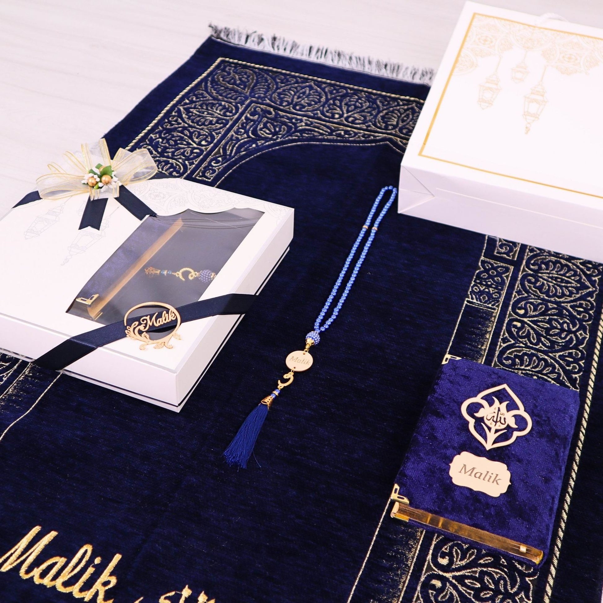 Personalized Taffeta Prayer Mat Quran Tasbeeh Islamic Muslim Gift Set, Ramadan Eid Wedding Birthday Fathers Mothers Days Gifts - Islamic Elite Favors is a handmade gift shop offering a wide variety of unique and personalized gifts for all occasions. Whether you're looking for the perfect Ramadan, Eid, Hajj, wedding gift or something special for a birthday, baby shower or anniversary, we have something for everyone. High quality, made with love.