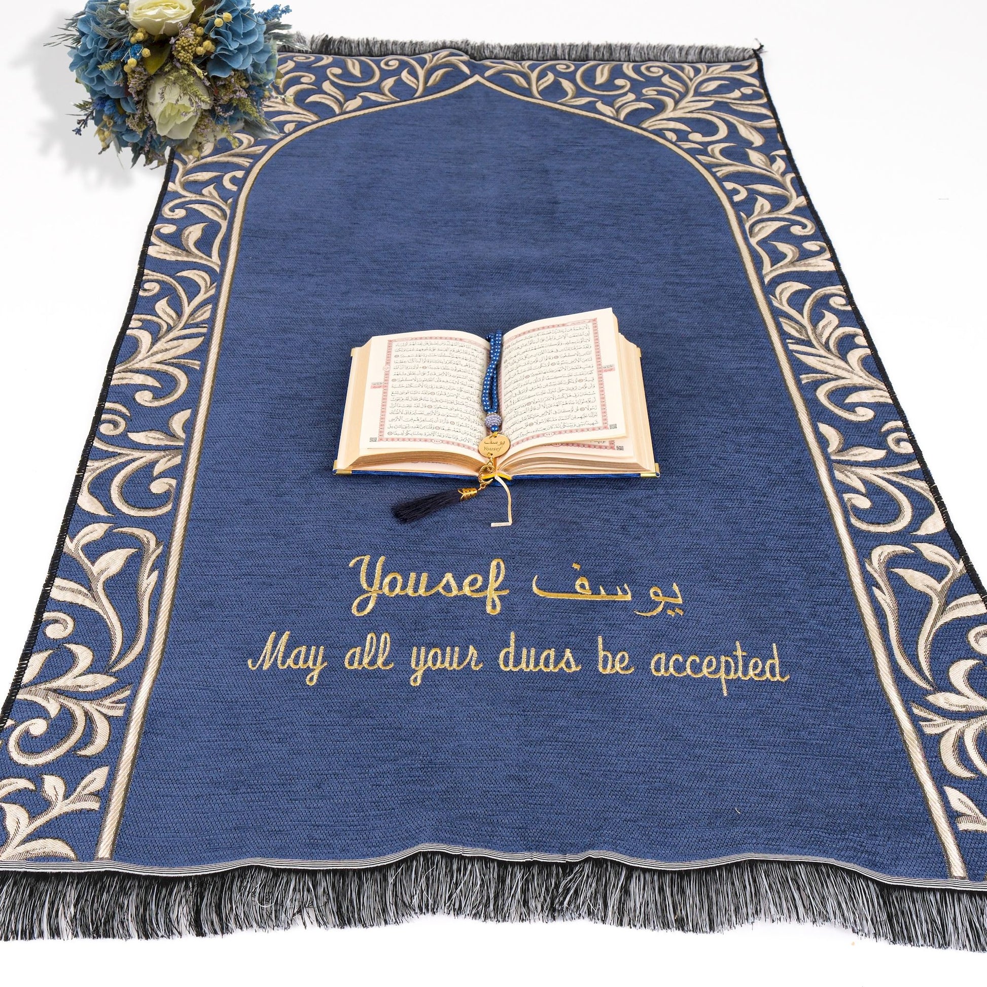 Personalized Flowery Prayer Mat Quran Tasbeeh Islamic Muslim Gift Set - Islamic Elite Favors is a handmade gift shop offering a wide variety of unique and personalized gifts for all occasions. Whether you're looking for the perfect Ramadan, Eid, Hajj, wedding gift or something special for a birthday, baby shower or anniversary, we have something for everyone. High quality, made with love.