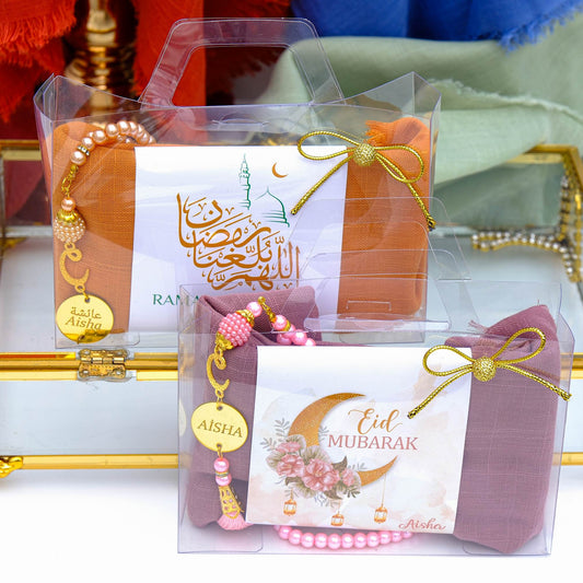 Personalized Custom Head Scarf Pearl Prayer Beads Gift Set | Ramadan Eid Hajj Umrah Favors - Islamic Elite Favors is a handmade gift shop offering a wide variety of unique and personalized gifts for all occasions. Whether you're looking for the perfect Ramadan, Eid, Hajj, wedding gift or something special for a birthday, baby shower or anniversary, we have something for everyone. High quality, made with love.