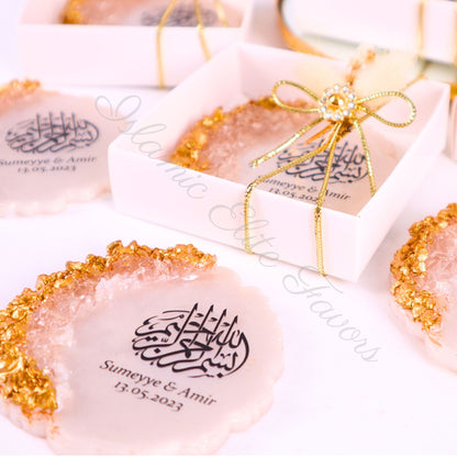 Personalized Wedding Favor Epoxy Bismillah Magnet in White Gift Box