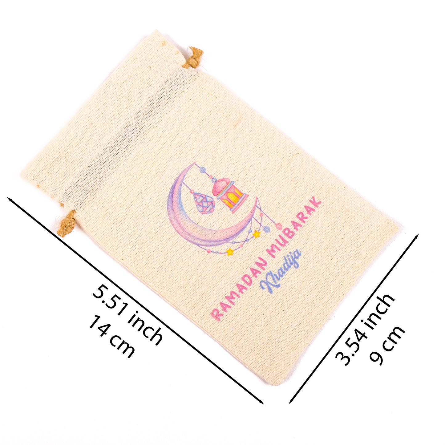 Personalized Eid Gift Bag for Kids, Custom Ramadan Favor Pouch, Cotton Treat Bag, Goodie Bag