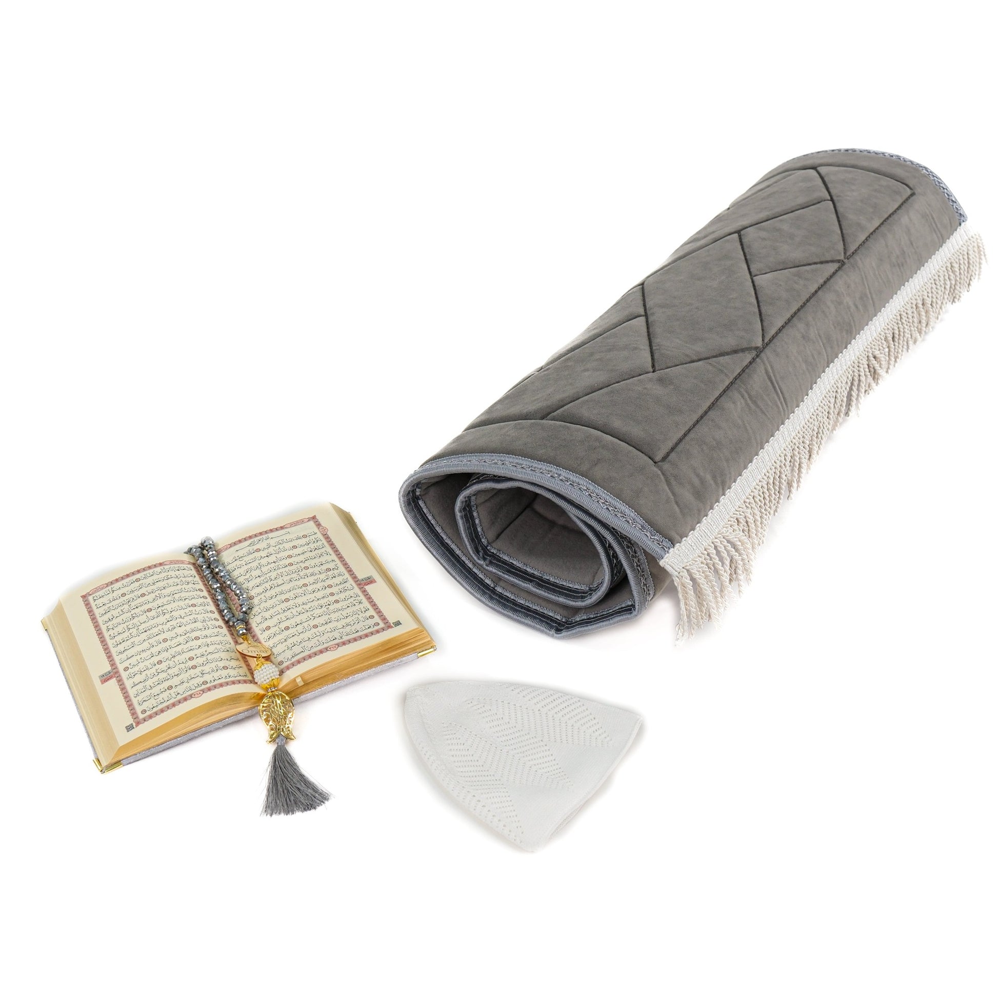 Padded Thick Prayer Mat Quran Tasbeeh Kufi Islamic Muslim Gift Set - Islamic Elite Favors is a handmade gift shop offering a wide variety of unique and personalized gifts for all occasions. Whether you're looking for the perfect Ramadan, Eid, Hajj, wedding gift or something special for a birthday, baby shower or anniversary, we have something for everyone. High quality, made with love.