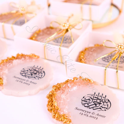 Personalized Wedding Favor Epoxy Bismillah Magnet in White Gift Box