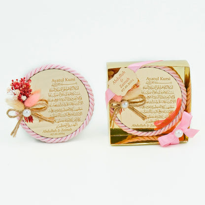 Personalized Wedding Favor Ayatul Kursi Magnet Gold Mirror Dry Flower - Islamic Elite Favors is a handmade gift shop offering a wide variety of unique and personalized gifts for all occasions. Whether you're looking for the perfect Ramadan, Eid, Hajj, wedding gift or something special for a birthday, baby shower or anniversary, we have something for everyone. High quality, made with love.