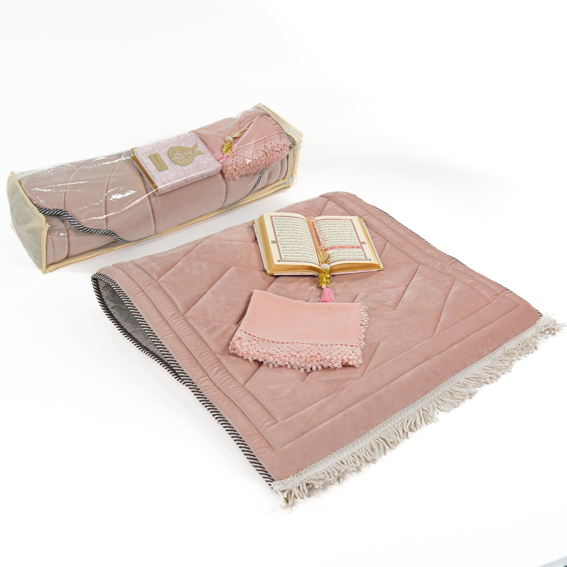 Padded Thick Prayer Mat Quran Tasbeeh Shawl Islamic Muslim Gift Set - Islamic Elite Favors is a handmade gift shop offering a wide variety of unique and personalized gifts for all occasions. Whether you're looking for the perfect Ramadan, Eid, Hajj, wedding gift or something special for a birthday, baby shower or anniversary, we have something for everyone. High quality, made with love.
