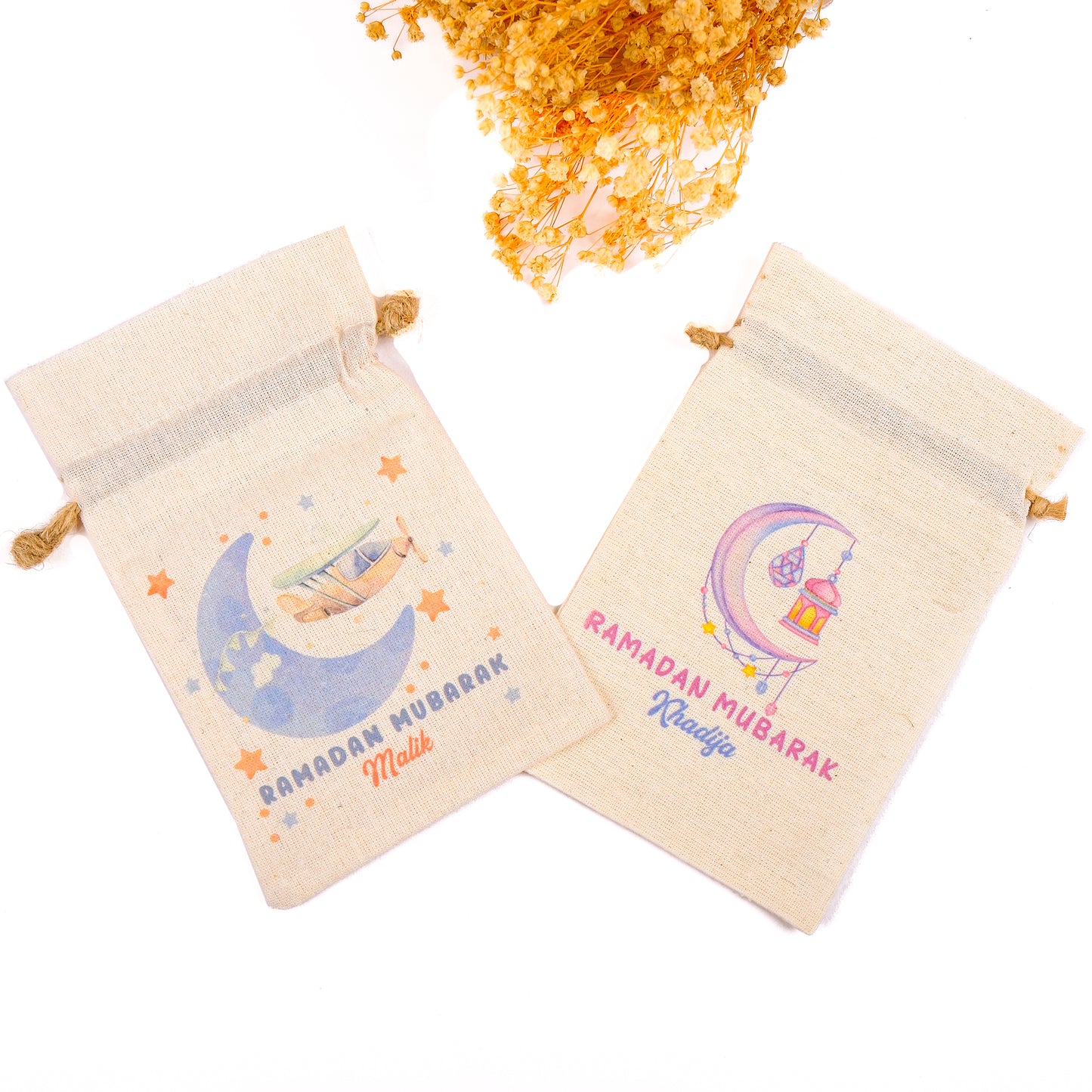 Personalized Eid Gift Bag for Kids, Custom Ramadan Favor Pouch, Cotton Treat Bag, Goodie Bag