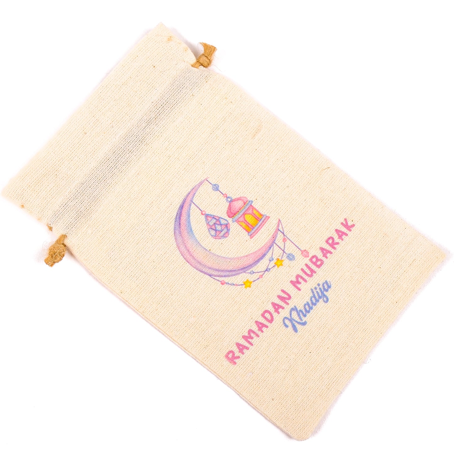 Personalized Eid Gift Bag for Kids, Custom Ramadan Favor Pouch, Cotton Treat Bag, Goodie Bag